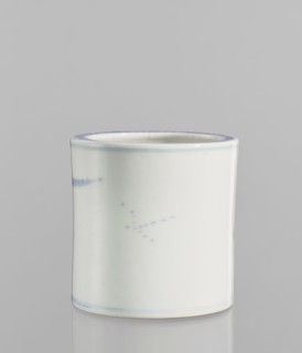 Brush vessel, ceramics, blue and white porcelain, Chinese art, landscape motifs, Chinese culture,