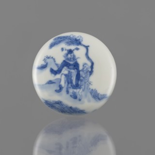 Seal ink box, depiction of Kui Xing iconography, ceramics, Chinese blue and white porcelain,