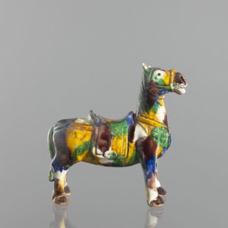 Mule, Chinese, Qing dynasty 1644–1911, 18th century. Colored porcelain animal figurine sculpture of