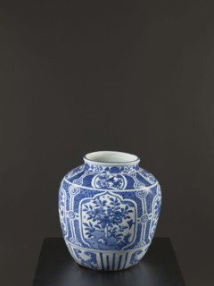 Resource pot — vase, maker, Chinese blue-and-white porcelain; floral decorations with flower