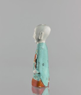 Boy with ruyi — incense burner; creator, Chinese; colored porcelain; Ming; 19th century; subject: