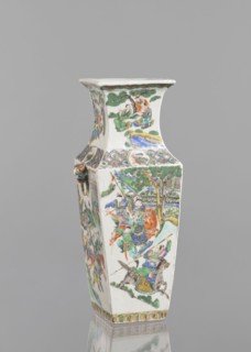 Vase, Chinese, 18th century, porcelain with polychrome enamel decoration, figurative genre and