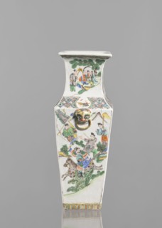 Vase, Chinese, 18th century, painted colored porcelain, height 31.2 cm, width 11.0 cm; figurative