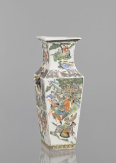 Vase, Chinese, Chinese art, figurative scenes, battle scenes, ceramics, colored porcelain, genre