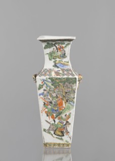 Vase, Chinese, 18th century, colored porcelain, figurative genre and battle scenes, ceramics,