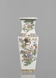 Vase, Chinese, 18th century, colored porcelain, figurative genre and battle scenes, vessel, height