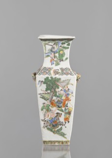Vase, Chinese, figurative scenes, battle scenes, ceramics, colored porcelain, genre scenes,