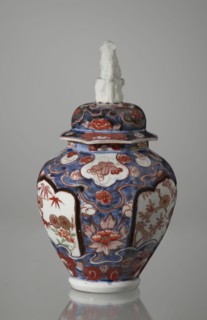 Vase with cover, Japanese, Edo period 1603–1868, 18th century; porcelain imari vessel decorated