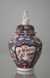 Vase with cover, Japanese, Edo period 18th century, imari ceramics decorated with flowers, tree,