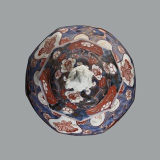 Vase with cover, Japanese, Edo period 18th century, ceramics Imari, decorated with flowers, tree,
