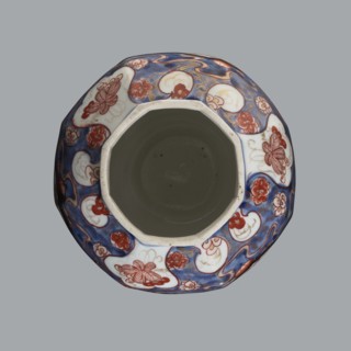 Vase with cover; creator, Japanese ceramics, Imari style; subject: flowers, tree, bamboos, peonies,