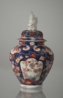 Vase with cover, Japanese, Edo period 18th century, imari ceramics depicting flowers, tree,