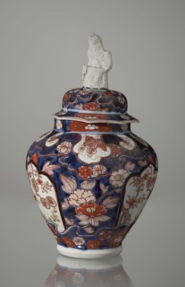 Vase with cover, Japanese, Edo period 18th century, imari porcelain vessel decorated with flowers,