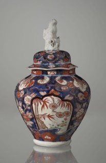 Vase with cover, Japanese, Edo period 18th century, imari ceramics depicting flowers, bamboo,