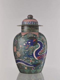Vase with cover, Japanese, cloisonné enamel, Meiji 1868–1912, Man'en ca. 1860–1870, Japan; vessel