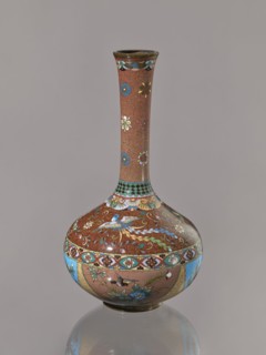 Vase, Japanese art, Japanese culture, plants, butterflies, phoenixes iconography, Meiji 1868–1912,