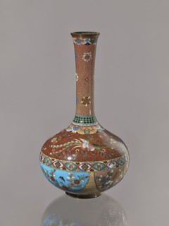 Vase, Japanese art, Japanese culture, plants, butterflies, phoenixes iconography, Meiji 1868–1912,