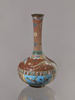 Vase, Japanese art, Japanese culture, plants, butterflies, phoenixes iconography, Meiji 1868–1912,
