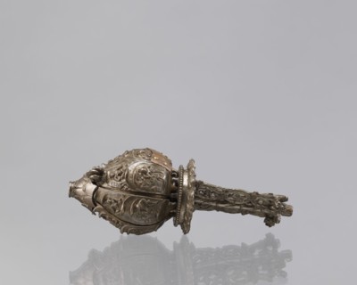 Lotus flower with Buddhist deities, 19th century, Nepal; lotus mandala cult object depicting
