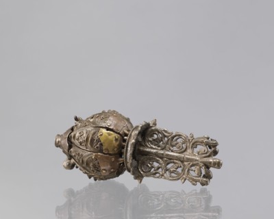 Lotus flower with Buddhist deities, 19th century, Nepal, lotus mandala depicting Hevajra and