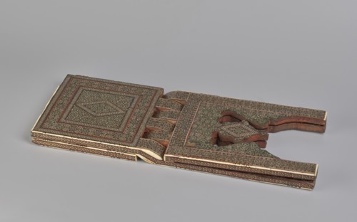 Quran lectern rahla, Islamic art, Persian art, Qajar dynasty 1785–1925, geometric ornament, stands,