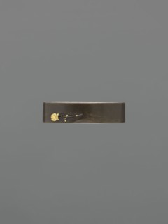 Sword hilt cap kashira, Melee weapon hilt cap decorated with two flowerpots: one with a dwarf pine