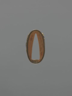 Sword hilt cap kashira, Japanese, katana hilt cap decorated with two flowerpots: one with a dwarf