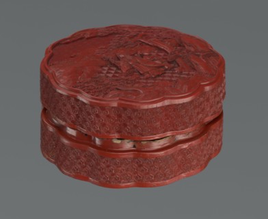 Box with a lid, Chinese, Qing 1644–1911, 2nd half of the 18th century. Lacquered vessel decorated