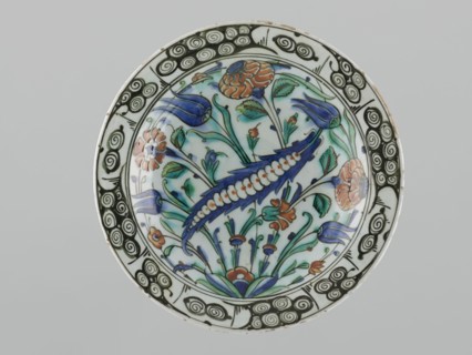 Plate, Islamic art, Turkish, Ottoman dynasty 1299–1922, floral motifs including tulips, carnations,