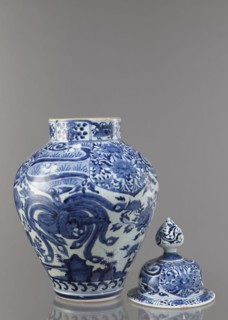 Vase with cover, ceramist, Japanese, Edo period Genroku–Kyoho, ca. 1690–1730, Arita porcelain,