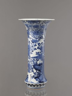Vase, Japanese, Edo period Genroku–Kyoho, ca. 1690–1730, Arita; blue-and-white porcelain vessel,