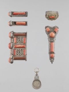 Braid ornament, braid ornament jewelry, Mongolia, 19th–20th century; women's ornament; materials: