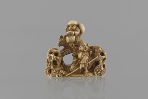 Netsuke in the shape of Daikoku and Ebisu, Ryôji fl. ca. 1886–1900? sculptor; author unknown.