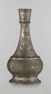 Bottle, Islamic art, Arabic culture, geometric and plant motifs, neck slender toward the top ending