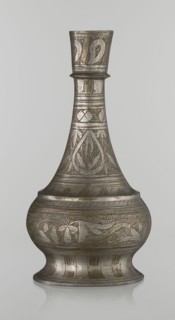 Bottle, Islamic art, Arabic, geometric ornament and plant motifs. Neck slender toward the top