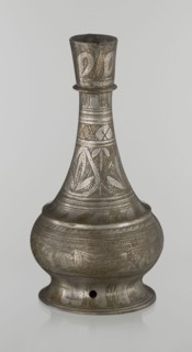 Bottle, Islamic art, Arabic, geometric ornament, plant motifs; neck slender toward the top ending