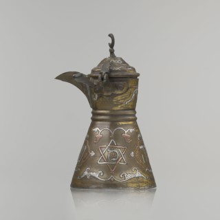 Coffee pot, ; Arabic and Jewish cultural influences; beverage vessel cezve. Decoration: Hebrew
