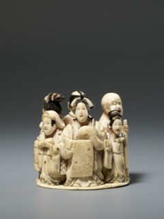 Okimono in the shape of a group of six singing people; maker, Japanese, Meiji period late 19th