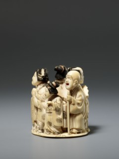 Okimono in the shape of a group of six singing people; unknown creator; Japanese, Meiji late 19th