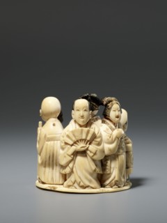 Okimono in the shape of a group of six singing people; material: sculpture; style/culture: