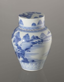 Storage Vessel with Lid, Zôshuntei Sanpo 1841–1878. Storage pot, blue-and-white porcelain, Arita,