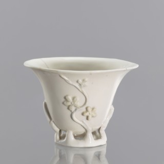 A bowl in a shape reminiscent of a bowl carved in rhinoceros horn; creator, Chinese; Qing dynasty
