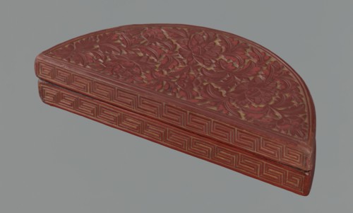 Box with a lid, ; Chinese art; Chinese; Ming 1368–1644; semi-circular box decorated on the lid with
