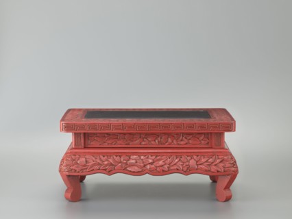Table-shaped stand, meander and geometric ornament, plant ornament depicting peonies, Chinese art,