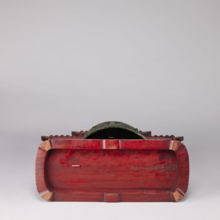 Bell on a stand in the shape of a paifang gate. Chinese art; Chinese culture; Qing dynasty