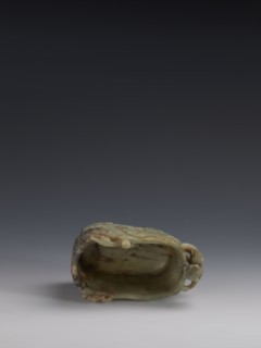 Vessel., Chinese, Qing 1644–1911. Early 18th century. Gray-green jade, hollowed. Tall vessel on