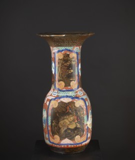 Vase, Japanese, Meiji 1868–1912, c. 1880–1900. High, wide neck with a large flaring cup-like rim;