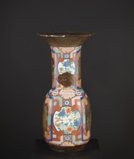 Vase, Japanese, birds, pines, ceramics, geometric decorations, vases, vase bases, decorative