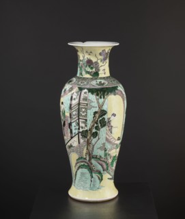 Vase, park scenes with architecture, enamel paints, Chinese art, Chinese culture, ceramics,