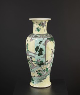 Vase, creator unknown, park scenes with architecture, enamel paints, Chinese art, Chinese culture,